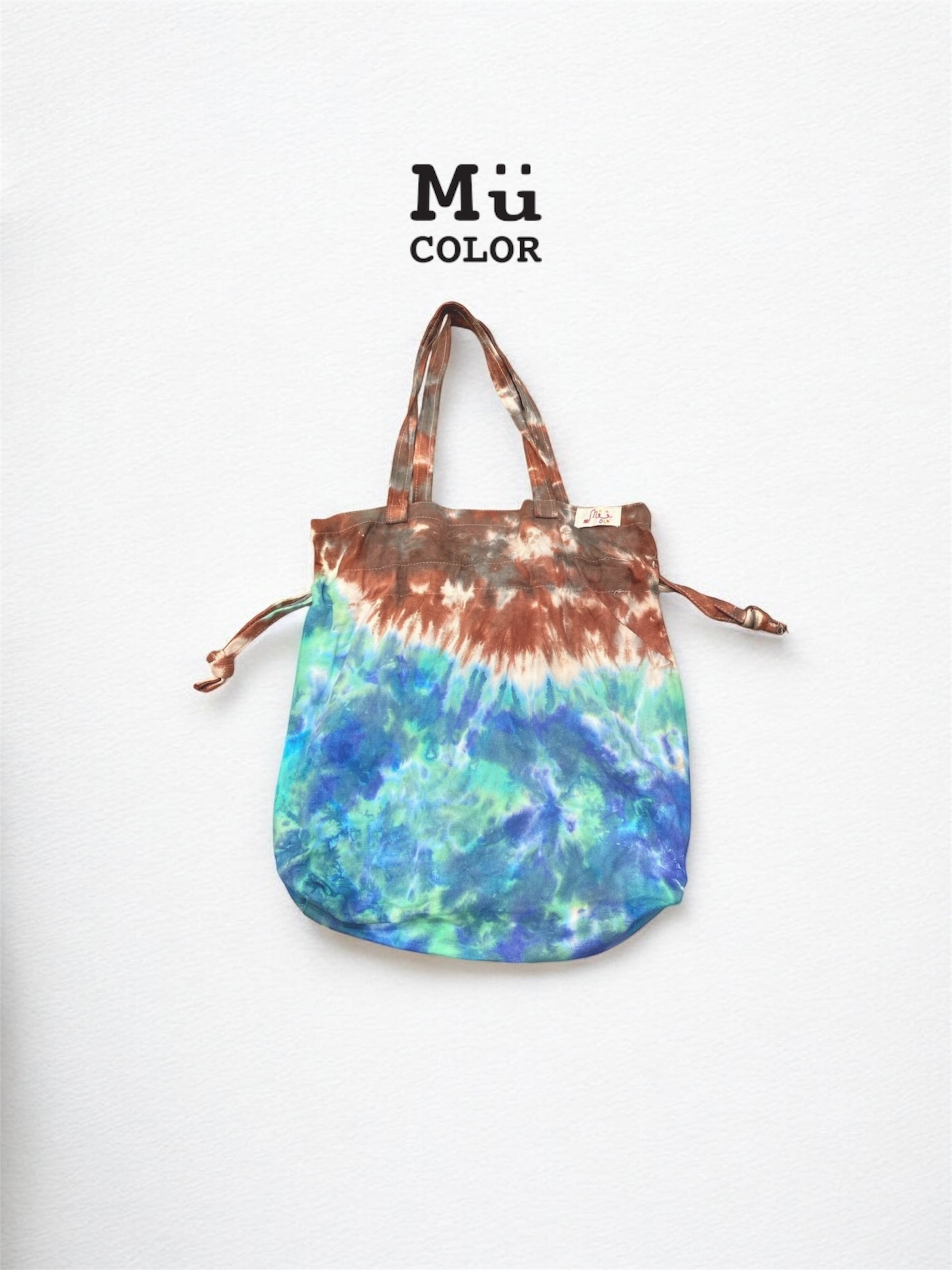 Mumu Color 慕慕卡樂 / 手作冰染-束口帆布側背包（海洋款）