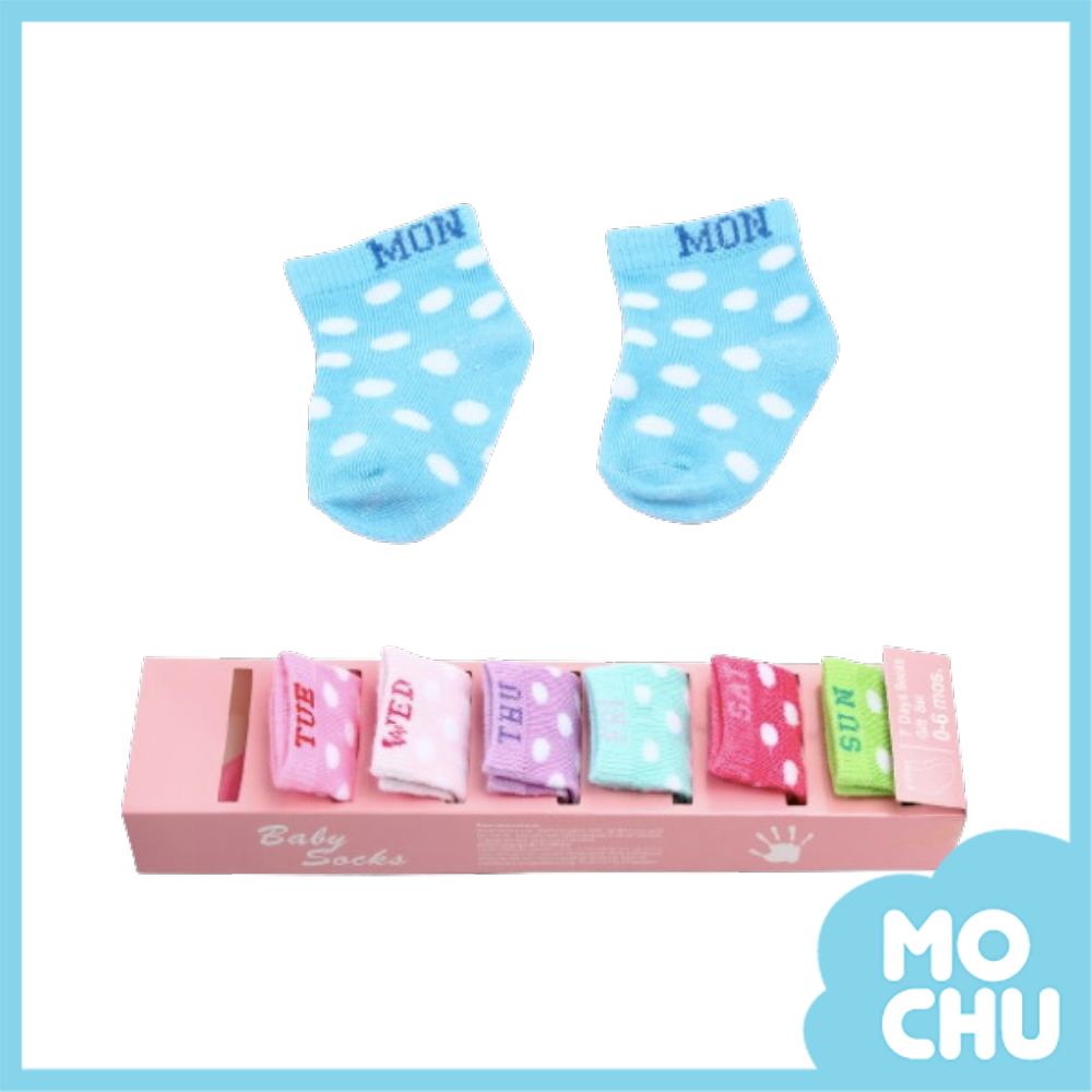 圓點星期寶寶短襪七入組