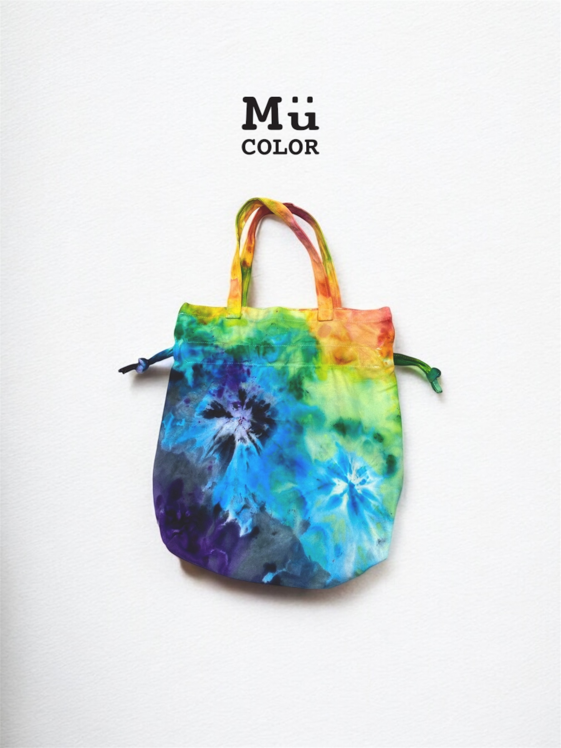 Mumu Color 慕慕卡樂 / 手作冰染-束口帆布側背包（彩色煙花）