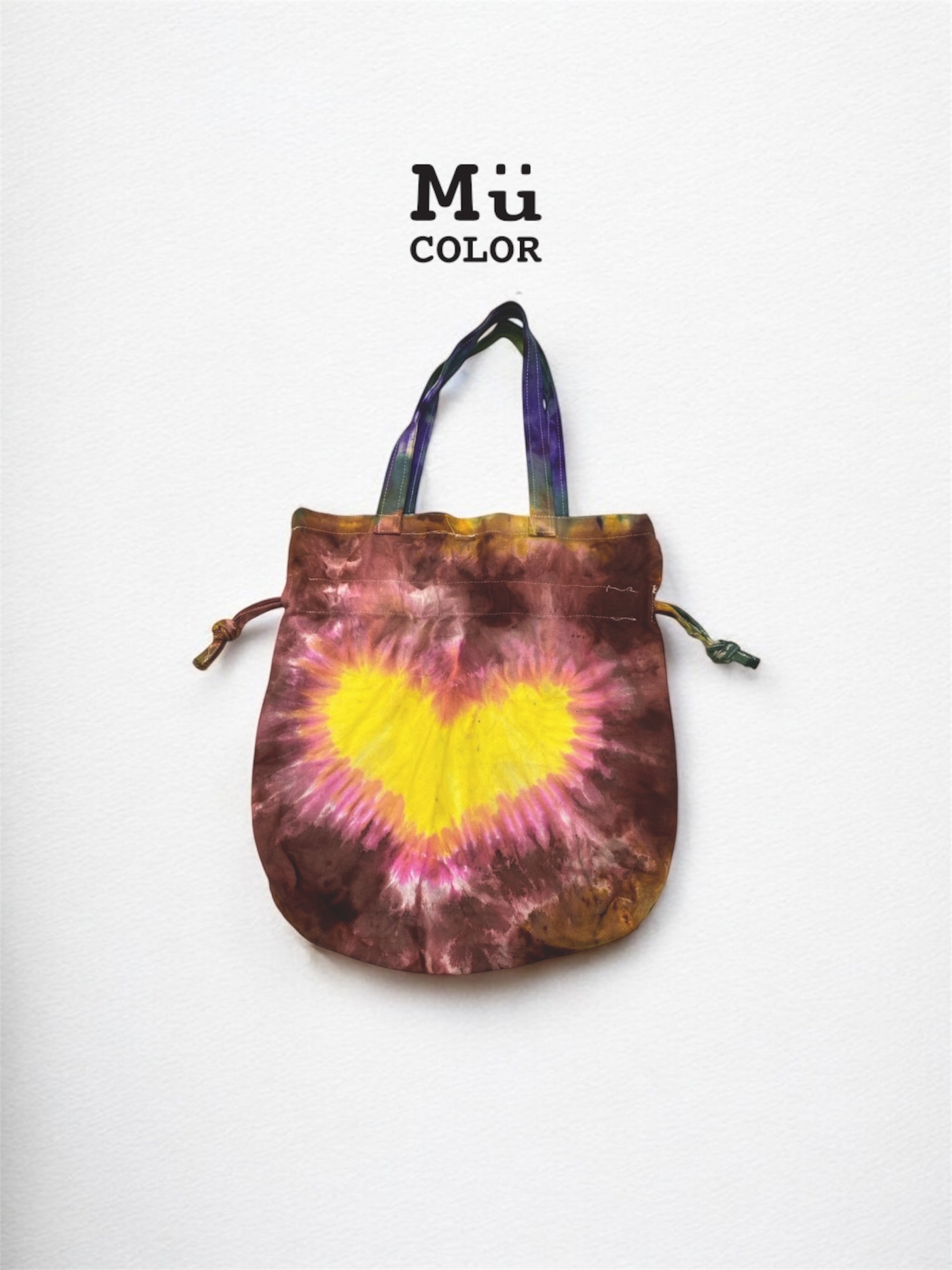 Mumu Color 慕慕卡樂 / 手作冰染-束口帆布側背包（黃心）