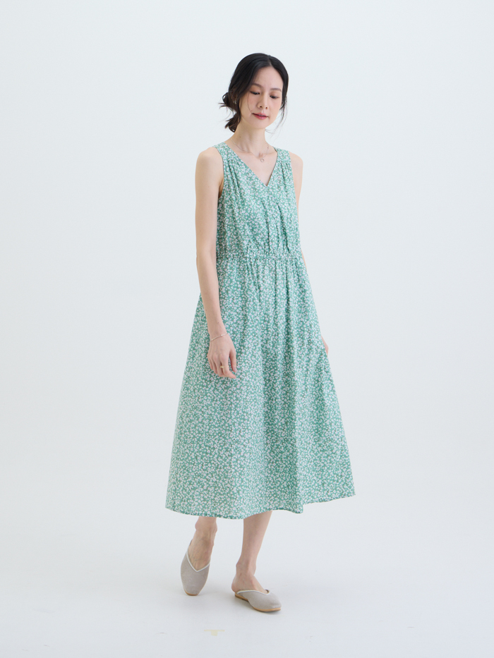 夏日輪廓無袖洋裝-夏日詩行