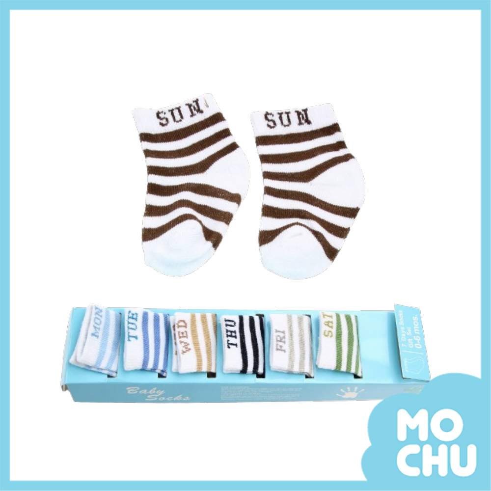 條紋星期寶寶短襪七入組