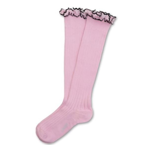 (預購) COLLEGIEN 荷葉邊羅紋長襪 Constance - 127 Rose Dragée 玫瑰糖粉