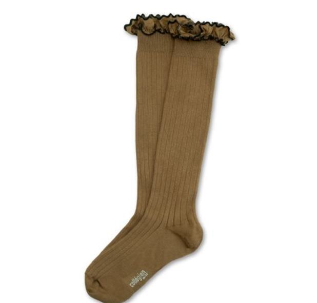 COLLEGIEN 荷葉邊羅紋長襪Constance  -Biscuit褐