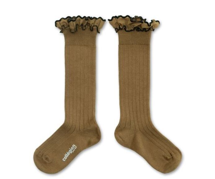 COLLEGIEN 荷葉邊羅紋長襪Constance  -Biscuit褐