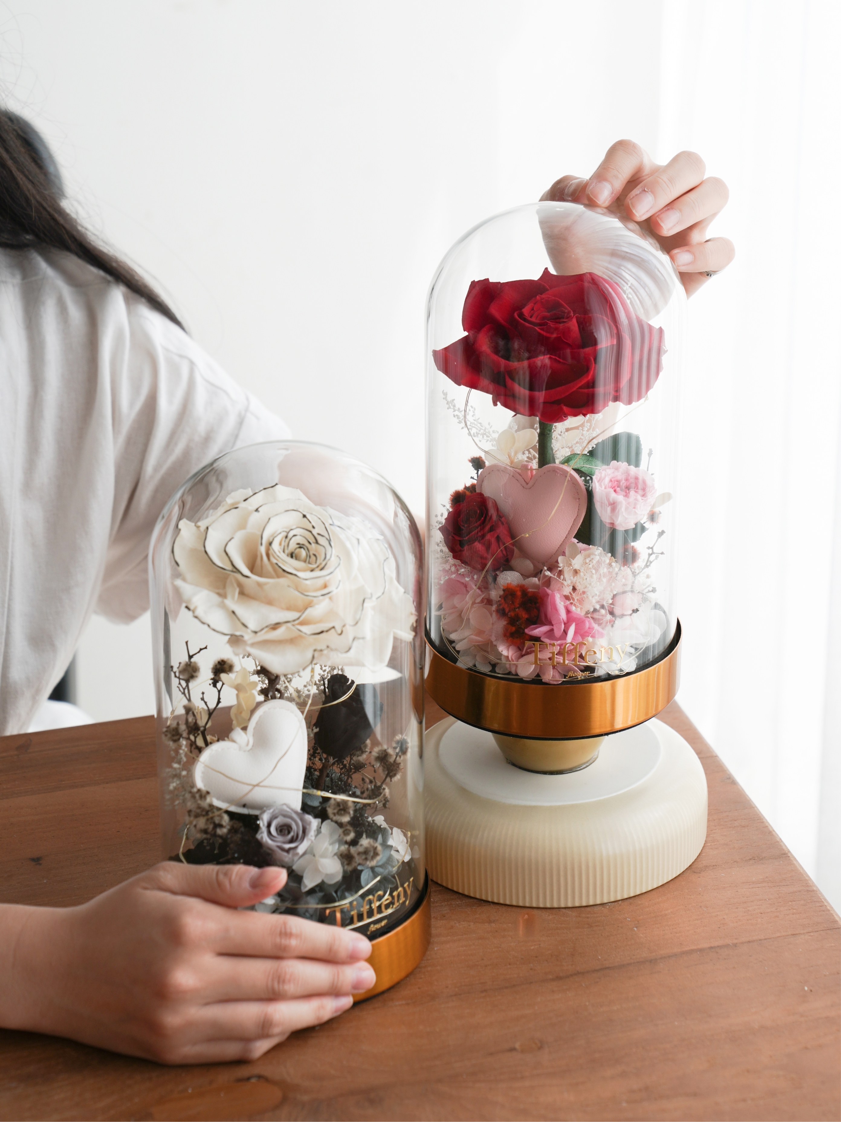 皇家巨輪永生花玻璃罩 / L /