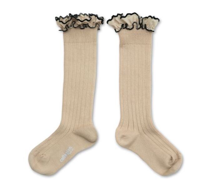 COLLEGIEN 荷葉邊羅紋長襪Constance  -Sable沙色