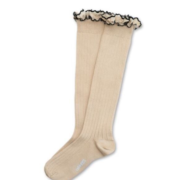 COLLEGIEN 荷葉邊羅紋長襪Constance  -Sable沙色