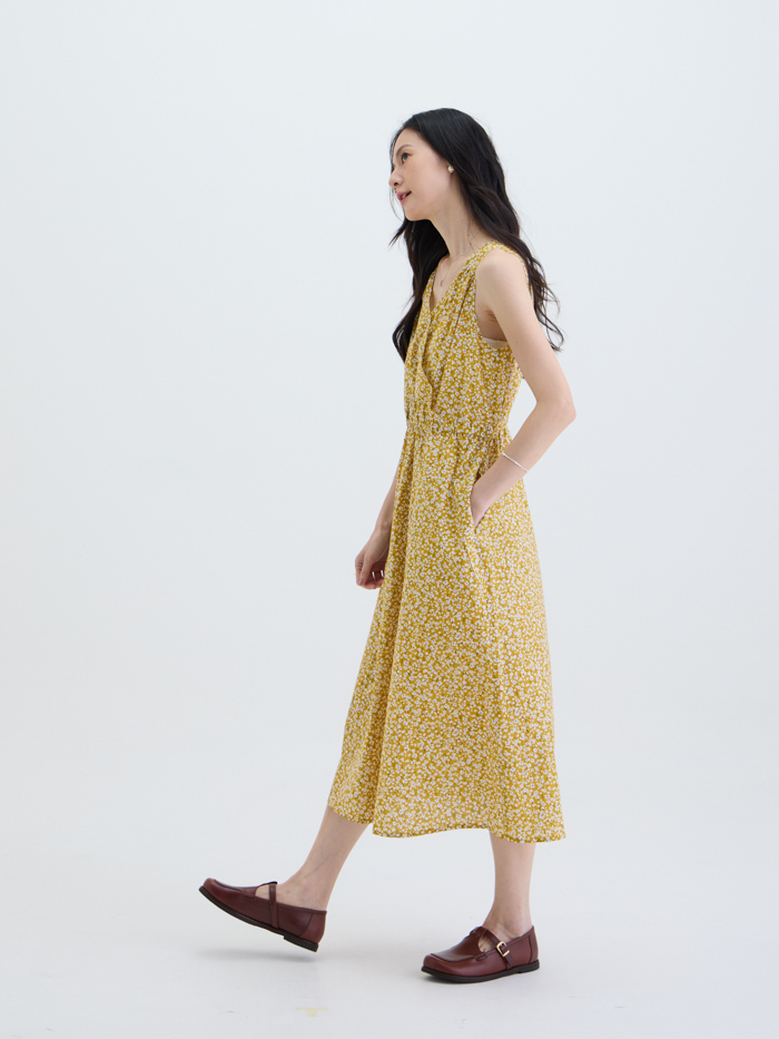 夏日輪廓無袖洋裝-柑橘花信