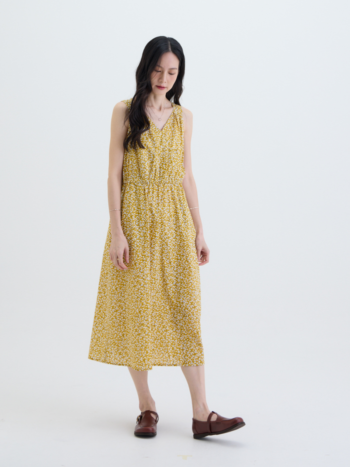 夏日輪廓無袖洋裝-柑橘花信
