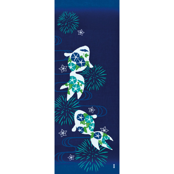 [ケイス | 濱文樣] 圖樣手巾（夏花金魚）