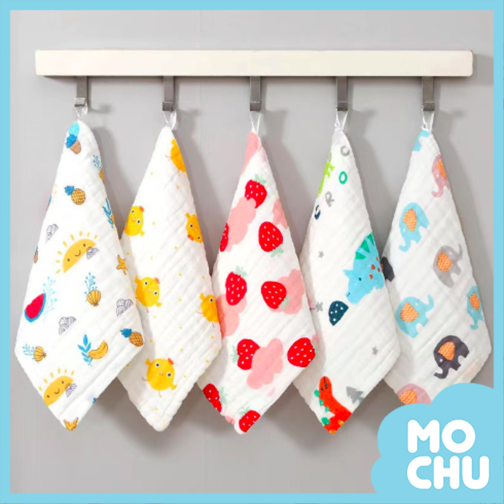 純棉六層紗口水巾三入組(花色隨機)