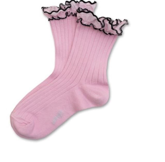 COLLEGIEN 荷葉邊羅紋短襪Suzanne  -Rose Dragée玫瑰糖粉