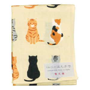 [ケイス | 濱文樣] 手帕（貓咪排排站）