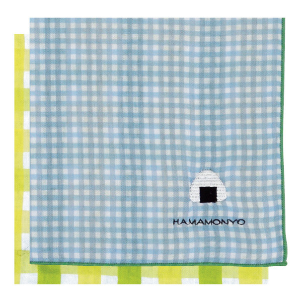 [ケイス | 濱文樣] 雙面紗布手帕（小格紋與飯糰）