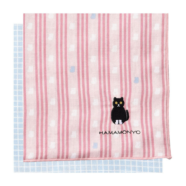 [ケイス | 濱文樣] 雙面紗布手帕（三色條紋與襪子貓）
