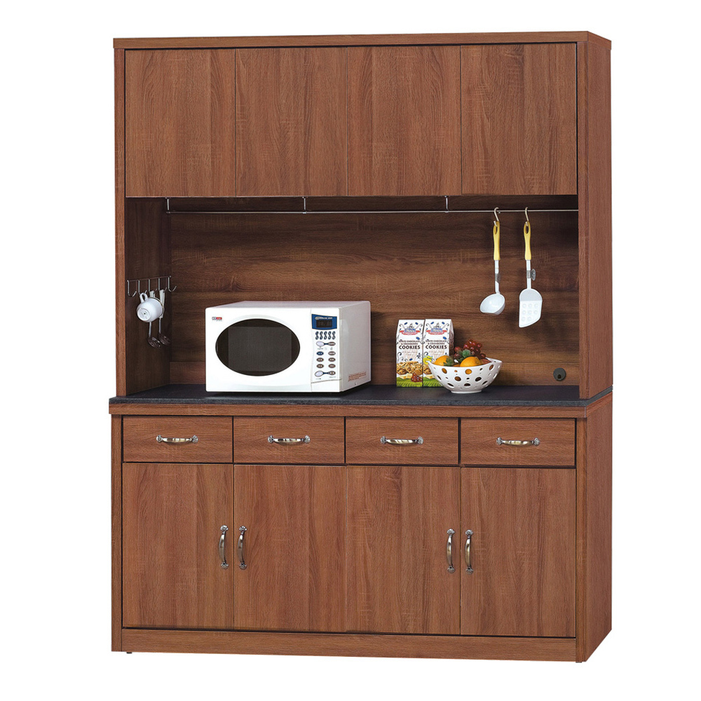 雷倫5.3尺工業風黑色石面收納高餐櫃/碗盤櫃/電器櫃(上座+下座)