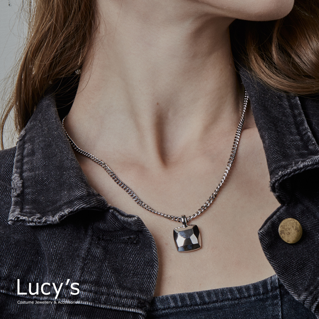 立體光塊 項鍊 (二色) (124016/124017)