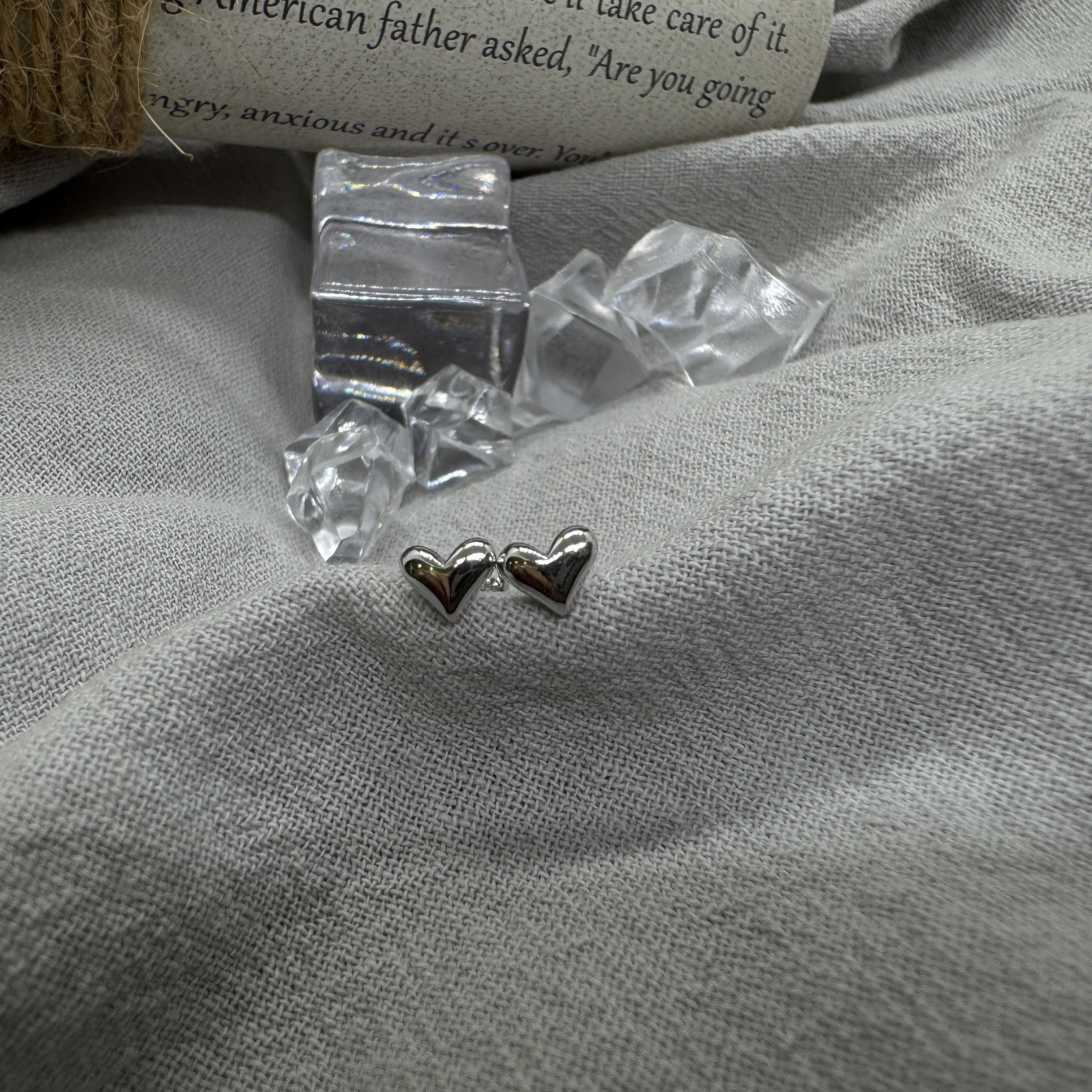 純銀愛心 - 轉珠耳環