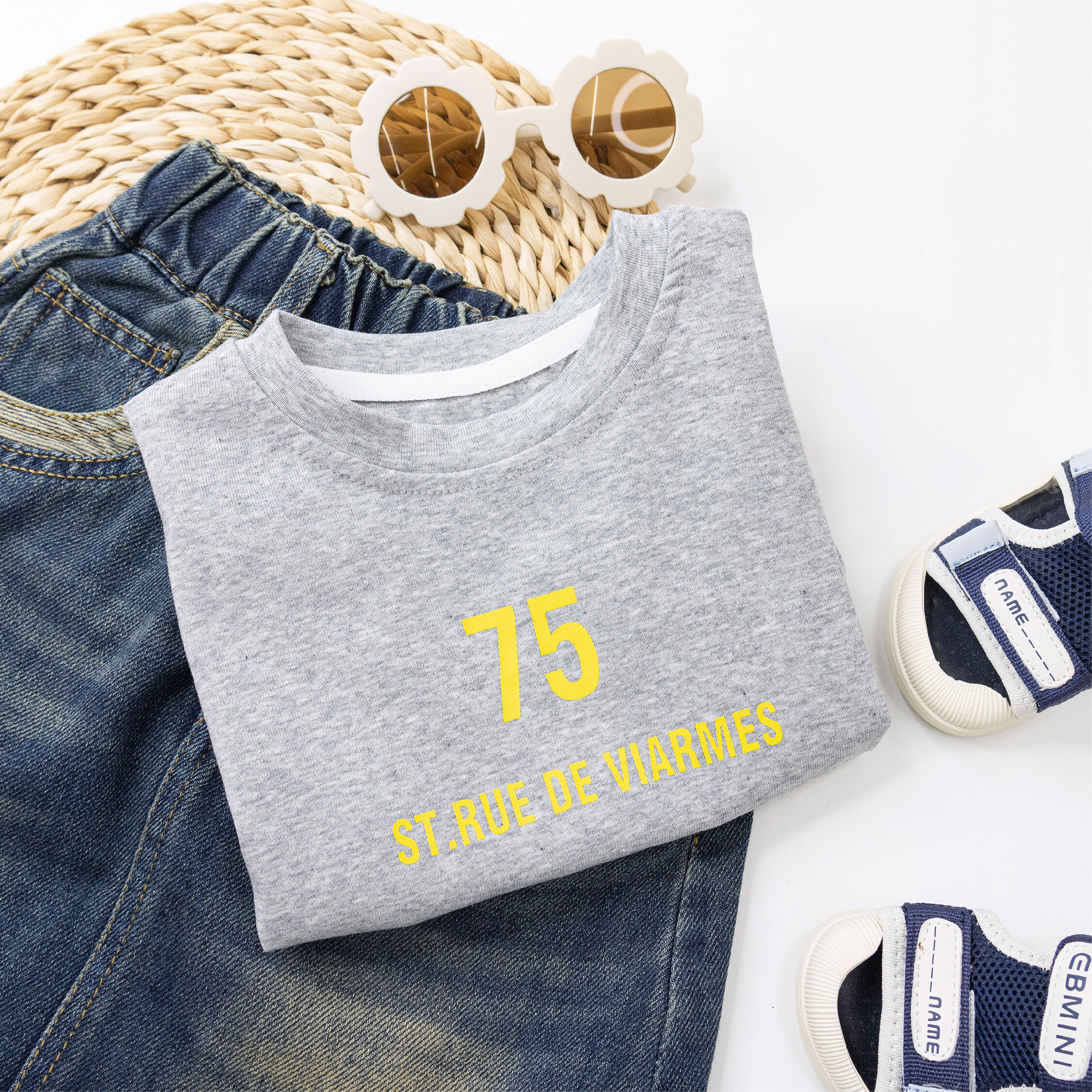 個性英字側鬆緊設計上衣 (H50939)