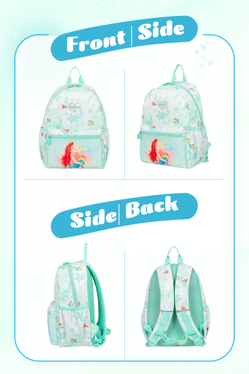 【IMPACT】怡寶 兒童書包 小美人魚後背包(大) 粉綠 IMQPC003LG