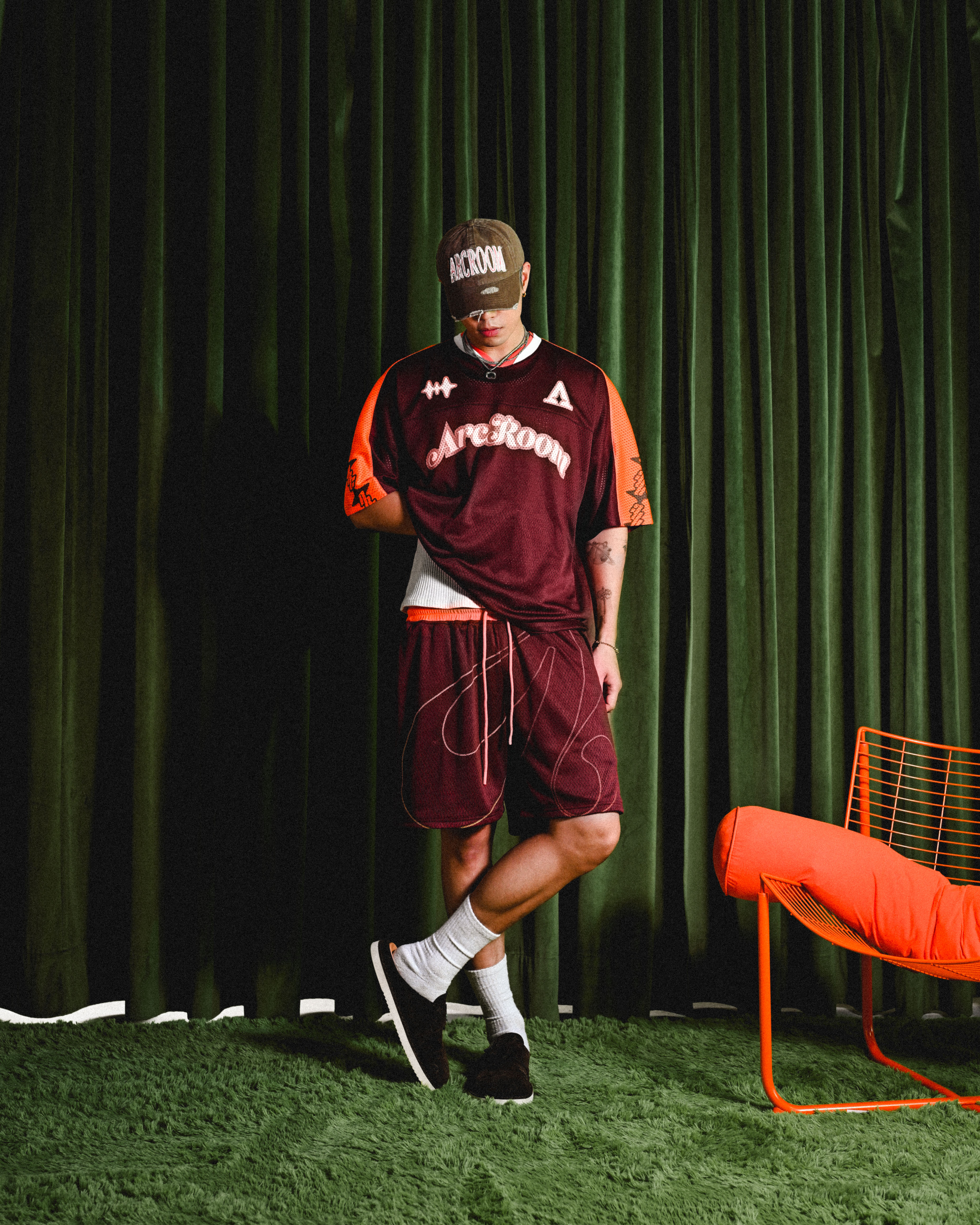 FLOWLINE ATHLETIC SHORTS - BURGUNDY