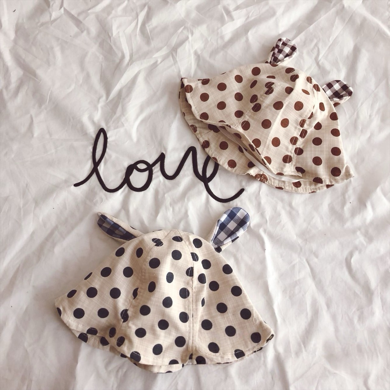 格紋耳朵點點漁夫帽