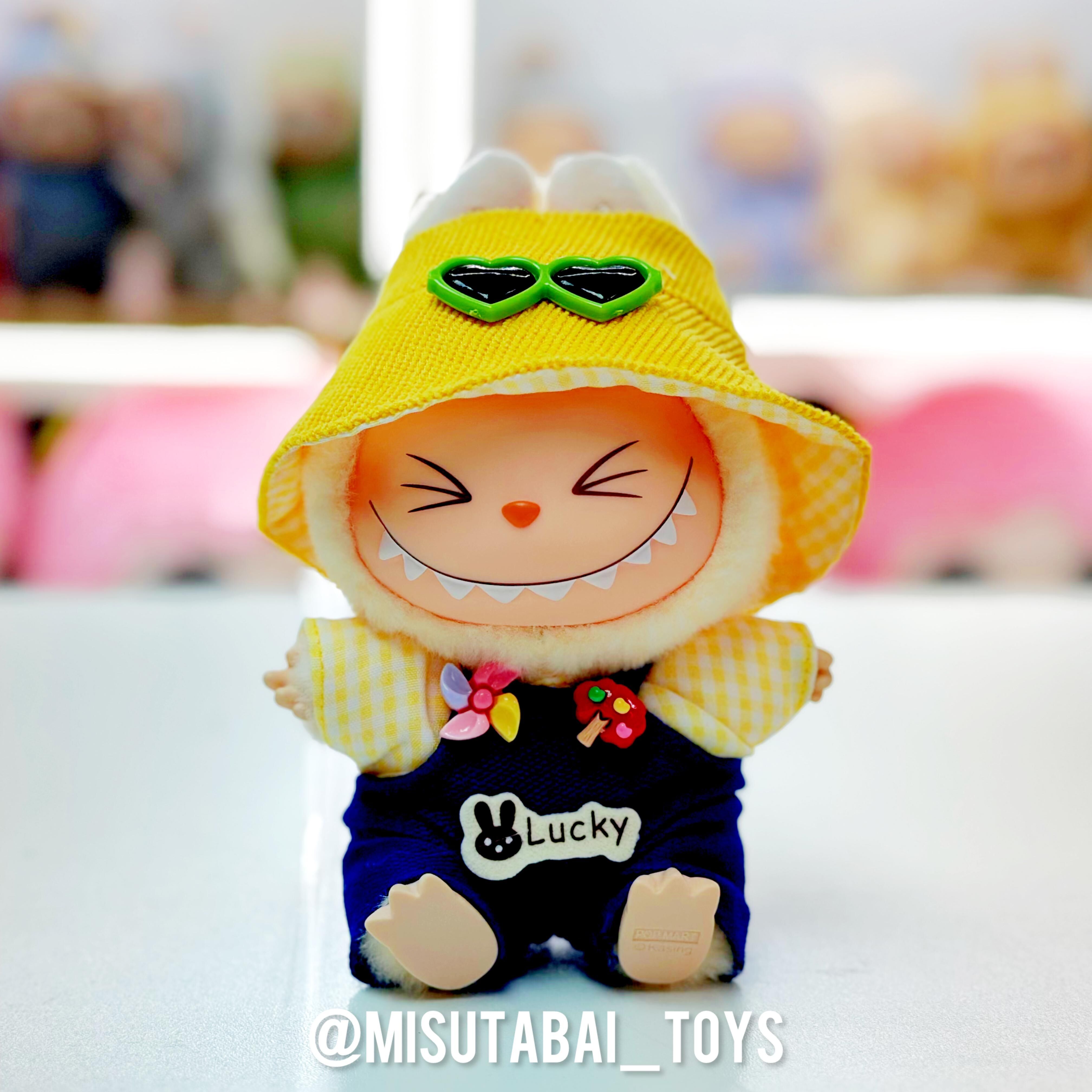 Doll Outfit Fashion F52 - 藍色吊帶褲黃色漁夫帽