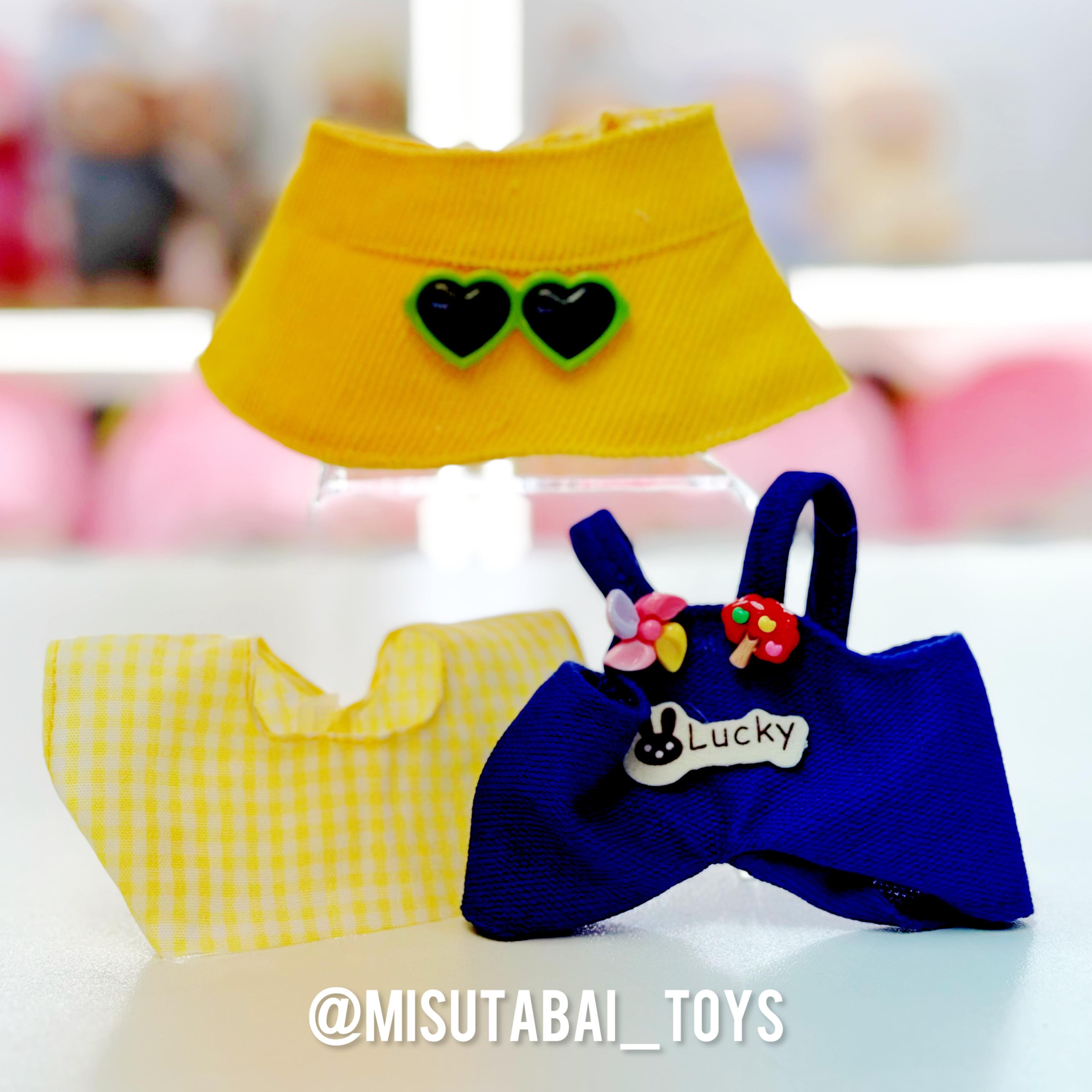 Doll Outfit Fashion F52 - 藍色吊帶褲黃色漁夫帽