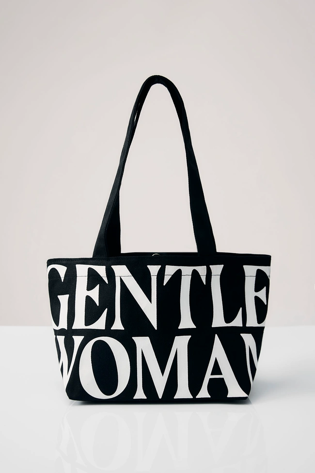 Gentle Woman Canvas Shoulder Tote Bag(Black)