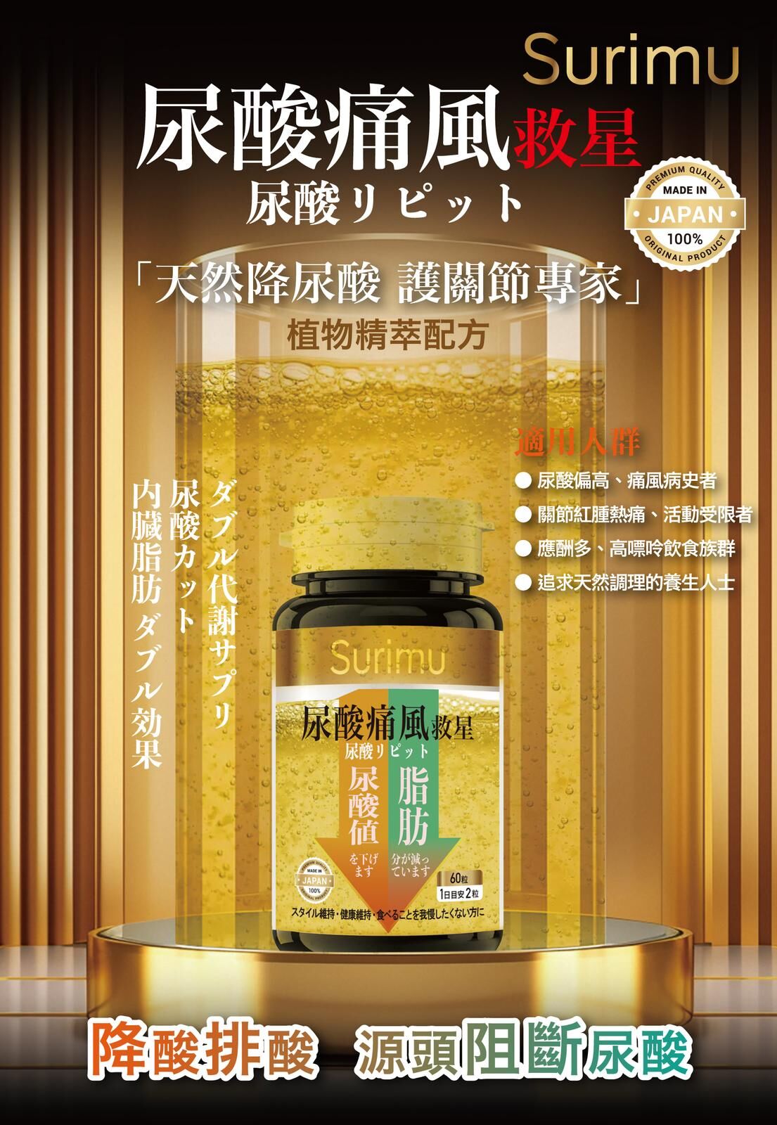 [Made In Japan] SURIMU Uric acid pain remedy (60 caps)