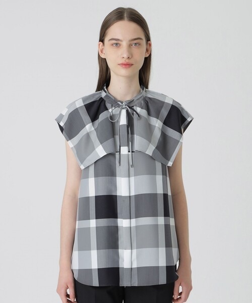 Blue Label Check Light Crossing Twill Cape Blouse