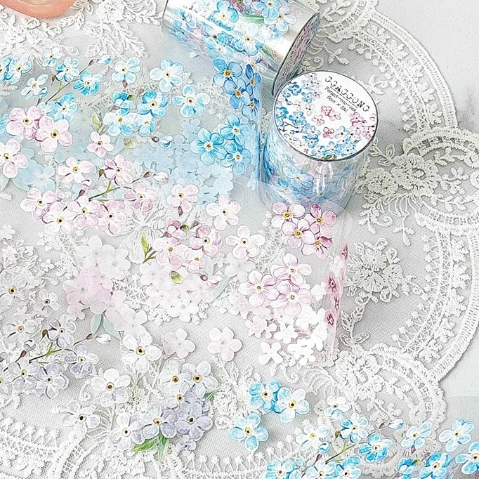 韓國 ggaggong．勿忘我 6cm亮面PET紙膠帶  <只有整捲>