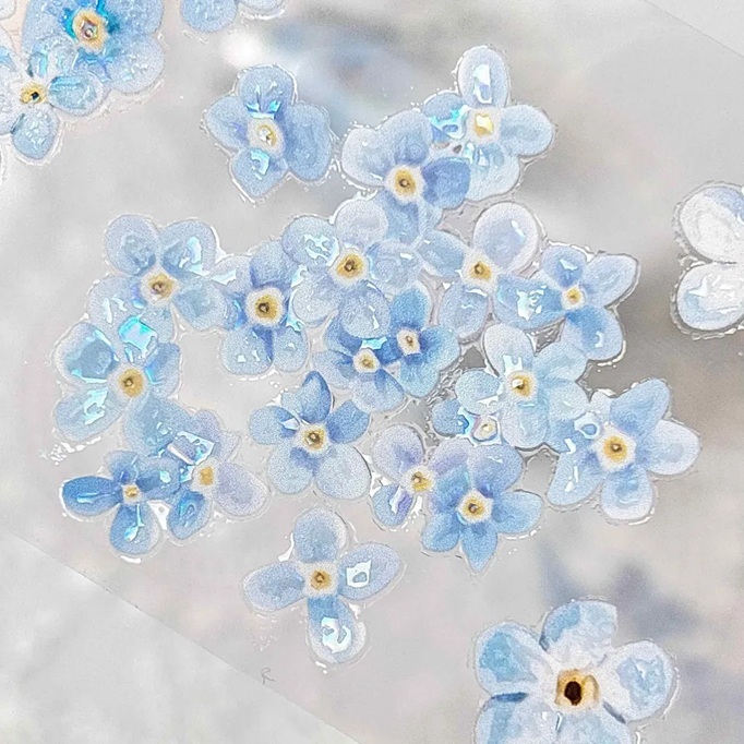 韓國 ggaggong．勿忘我 6cm亮面PET紙膠帶  <只有整捲>