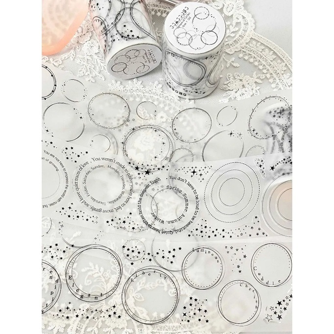 韓國 ggaggong．夢幻圓形 6cm霧面割型PET紙膠帶  <只有整捲>