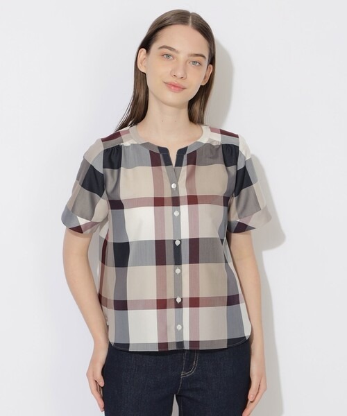 Blue Label  Check Light Crossing Twill Skipper Blouse