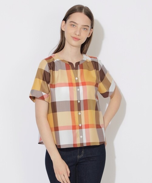 Blue Label  Check Light Crossing Twill Skipper Blouse