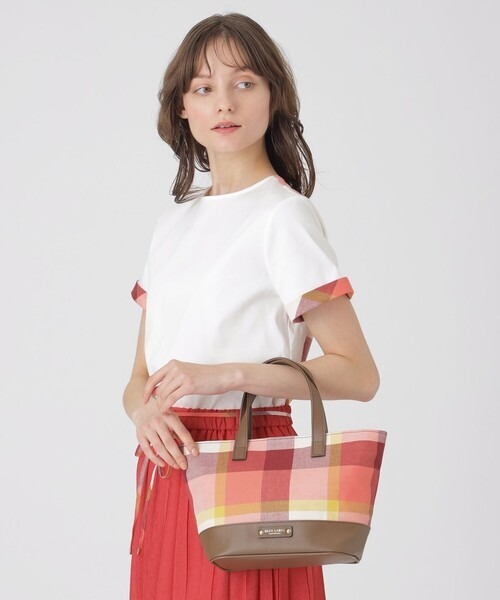 Blue Label  Check Cotton Linen Mini Tote