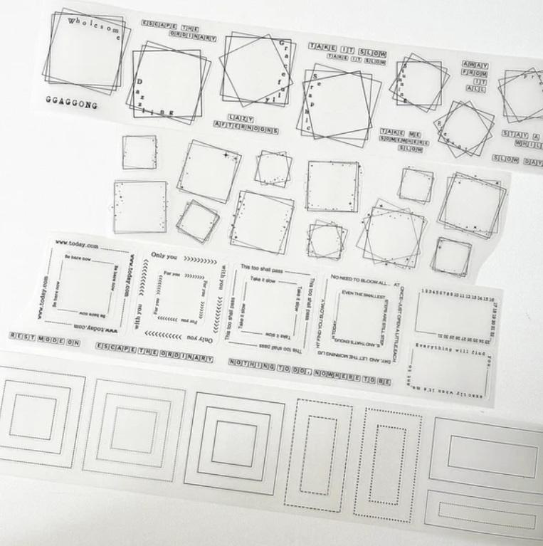 韓國 ggaggong．夢幻方塊 6cm霧面割型PET紙膠帶  <只有整捲>