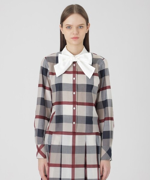 Blue Label  Check Shadow Dobby Blouse