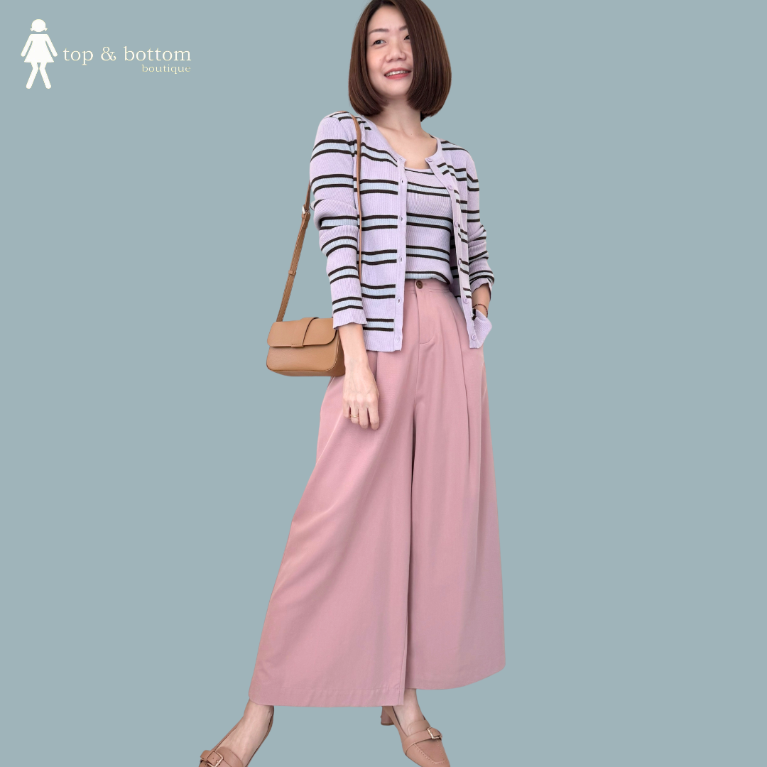 STRIPED KNIT SET CARDIGAN