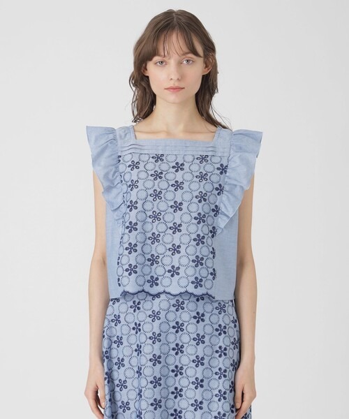 Blue Label Chambray lace blouse