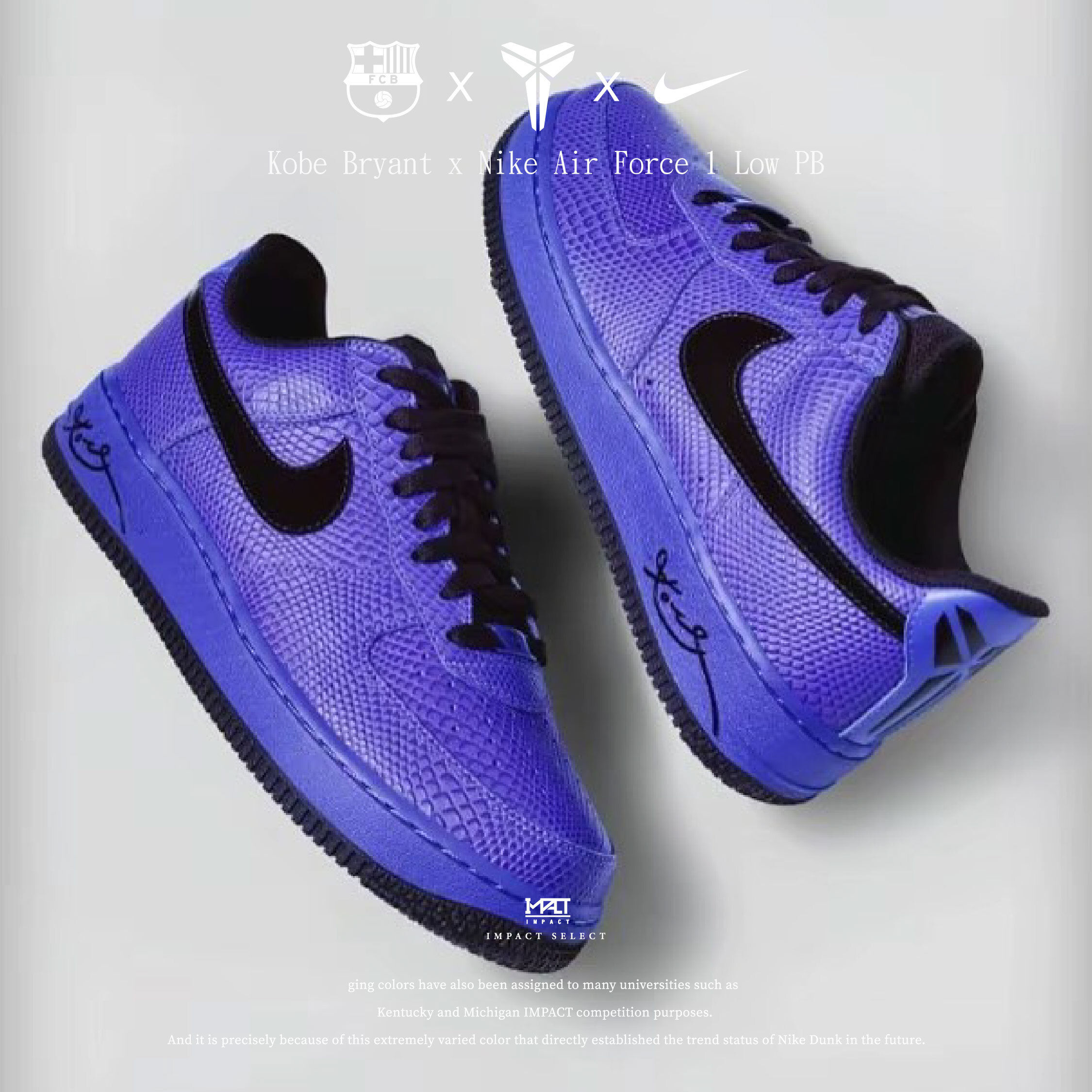 Kobe Bryant x Nike Air Force 1 Low PB 三方聯名 黑紫色 男女同款 II7062-500