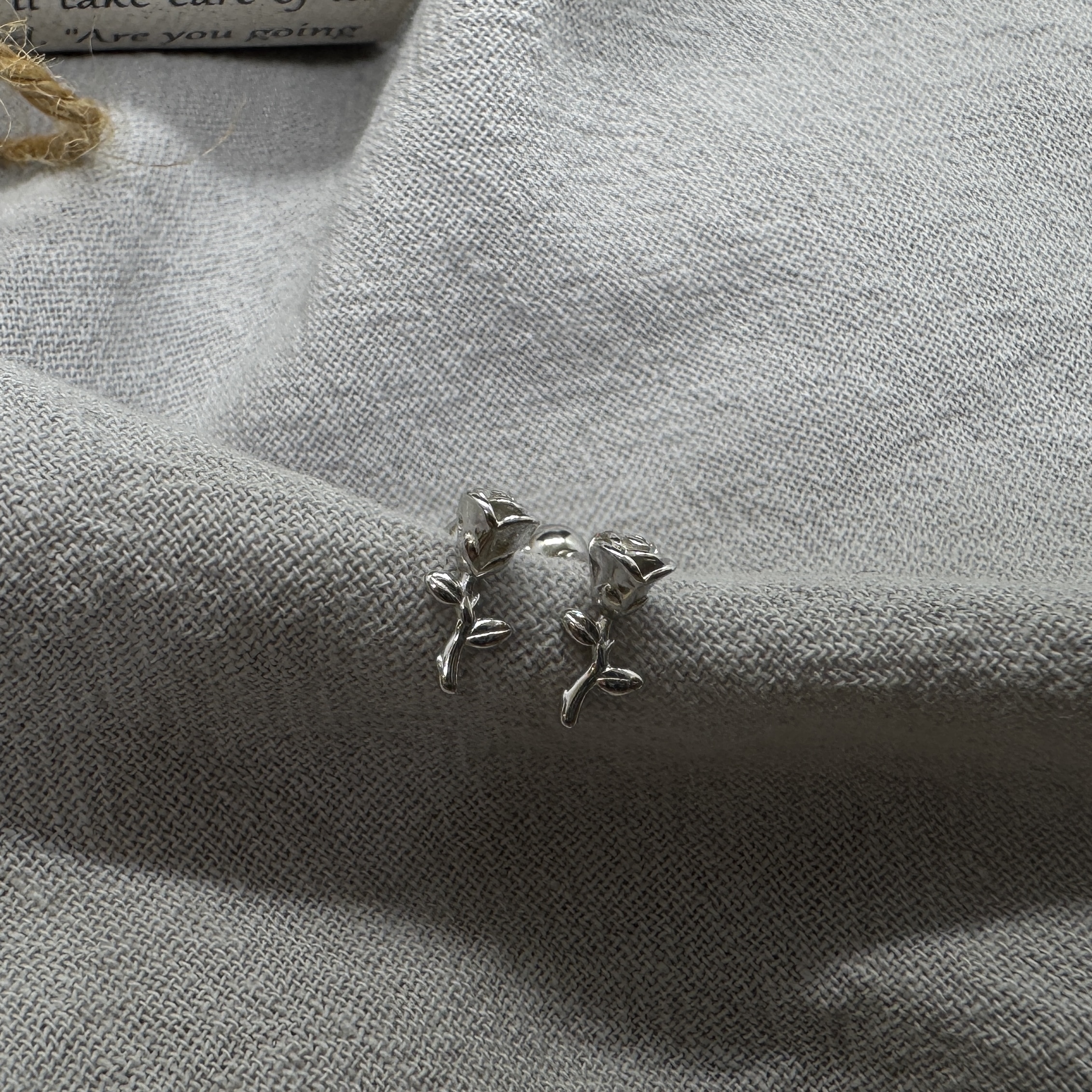 銀枝玫瑰 - 轉珠耳環