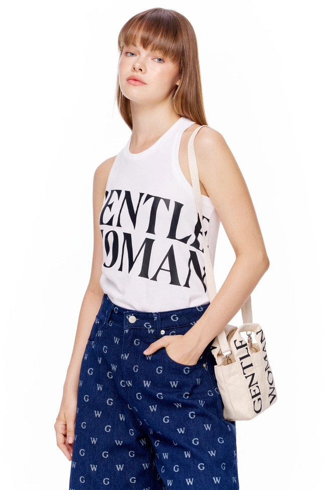 Gentle Woman Logo Strap Micro Tote Bag(Ivory)