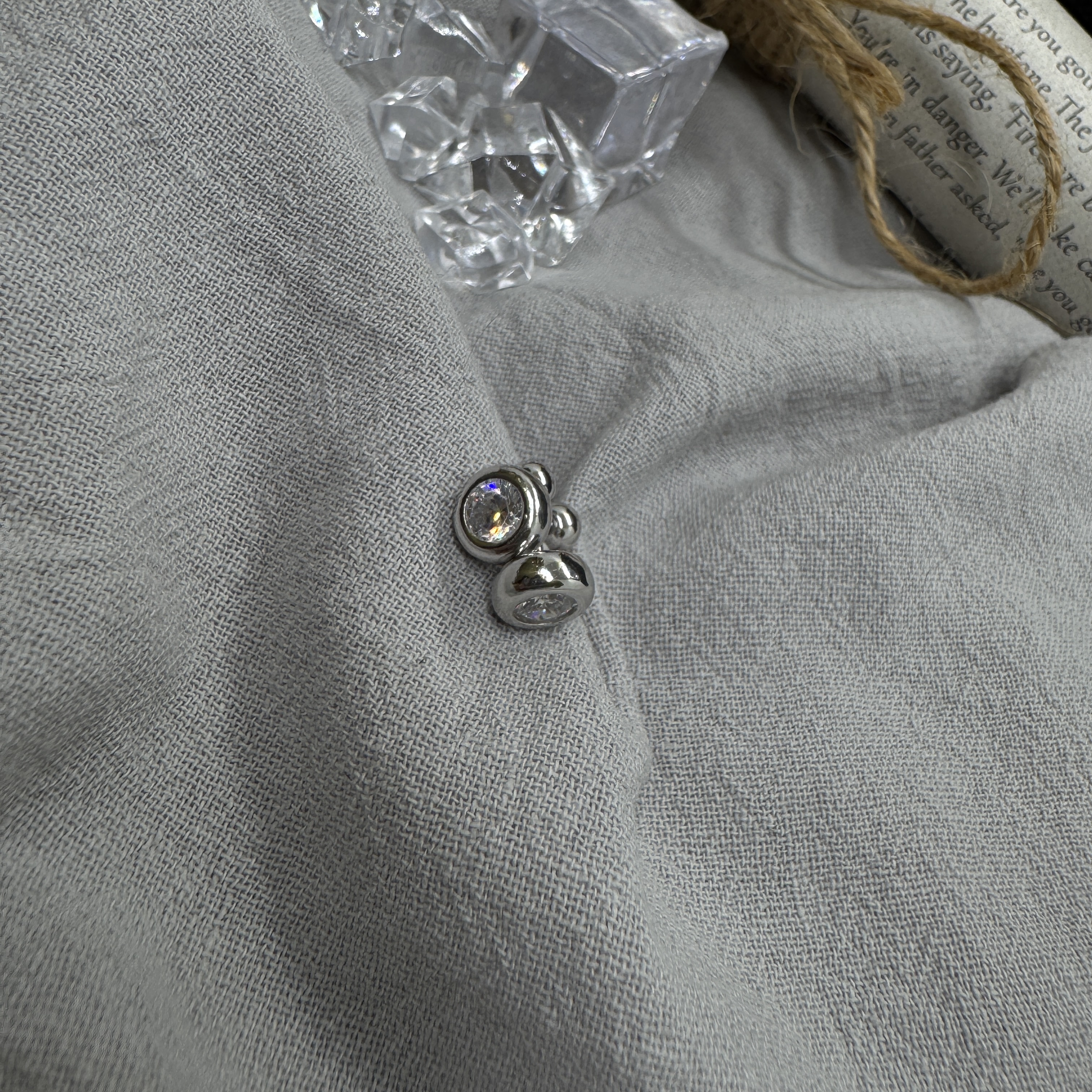 鏡光圓鑽 - 轉珠耳環