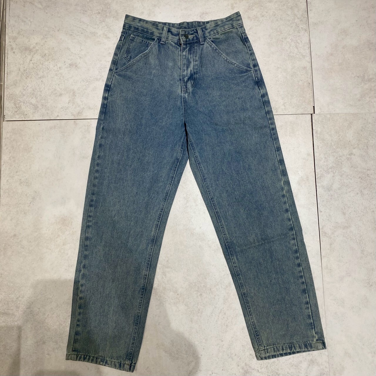 Concept 水洗藍牛仔寬褲 丹寧褲 80110