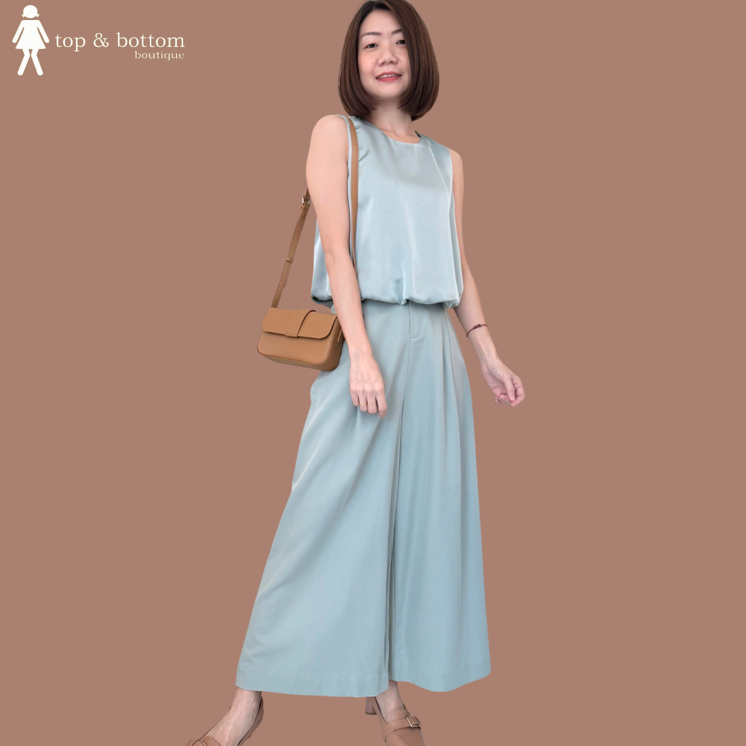 COTTON HIGH WAISTED WIDE LEG PANT