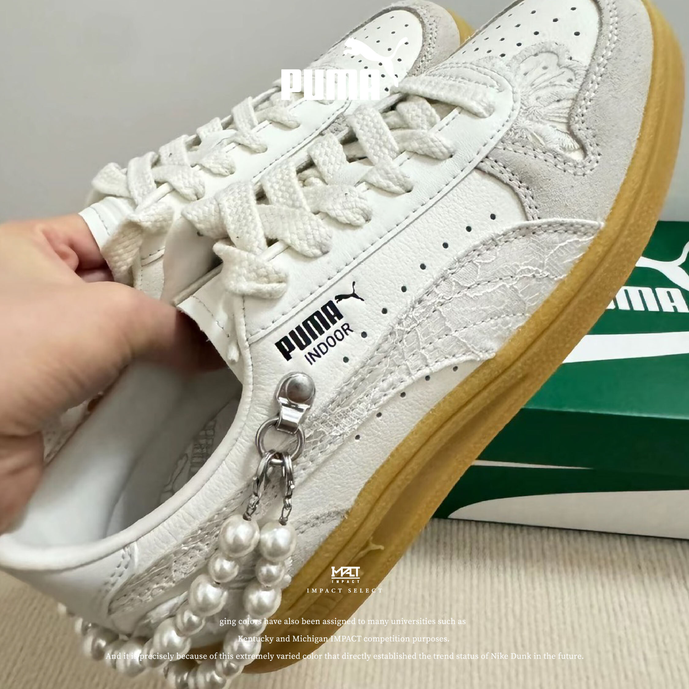 PUMA INDOOR FEMININE PACK 米白 珍珠蕾絲焦糖底 399964-01