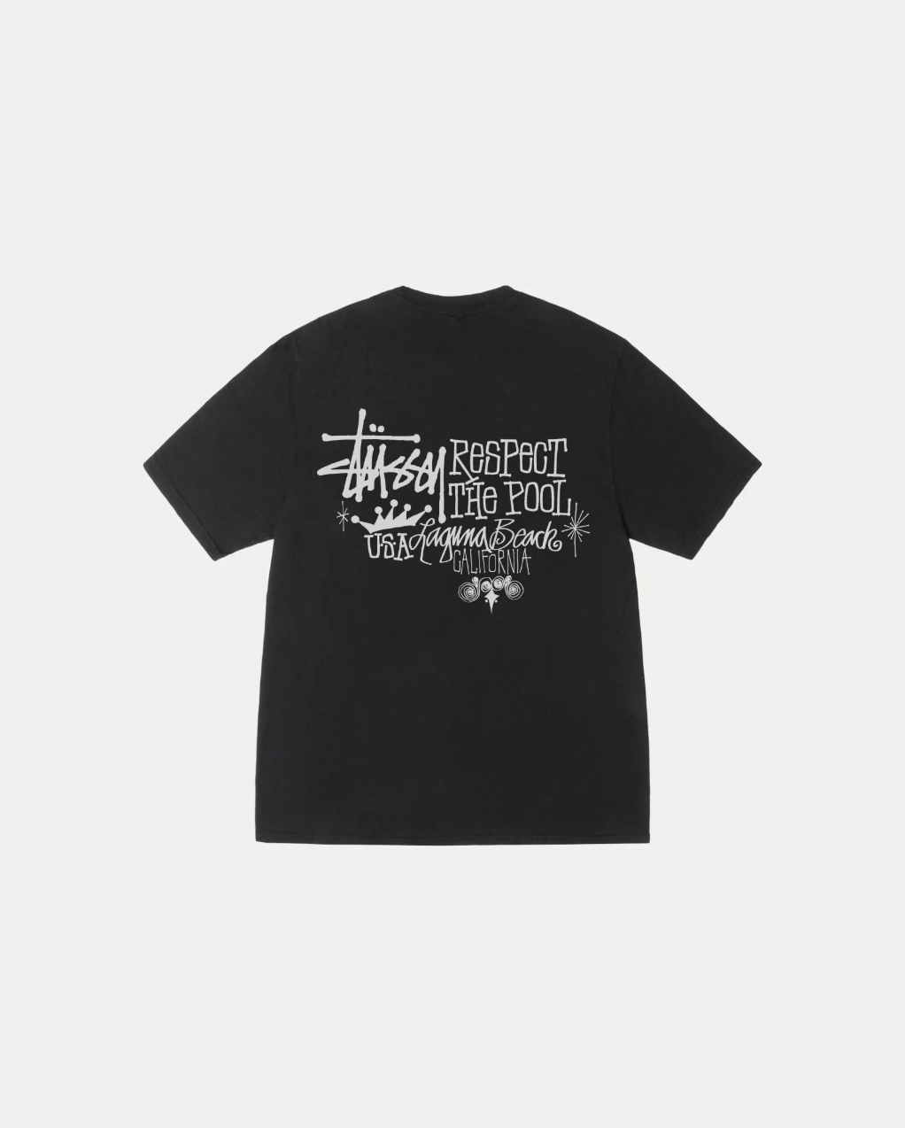 <現貨> STUSSY Stüssy RESPECT THE POOL TEE PIGMENT DYED 皇冠塗鴉字體短T 1905152BK黑/WH白